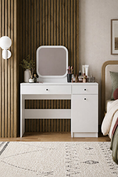 GOOD NİGHT Goodnight Home Armon 2 Çekmeceli Makyaj Masası Kare Aynalı 123x80x...