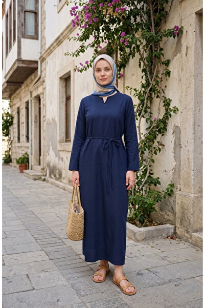 sefamerve Şile Bezi Dress 6180-02 Navy Blue
