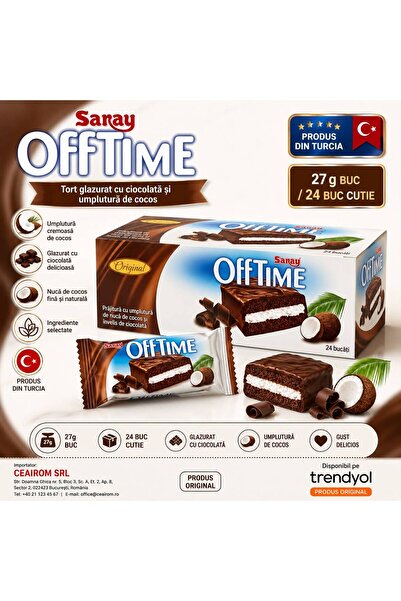 Saray OFFTIME PRAJITURA CU UMPLUTURA DE COCOS SI GLAZURA DE CIOCOLATA 27GR 24BUC