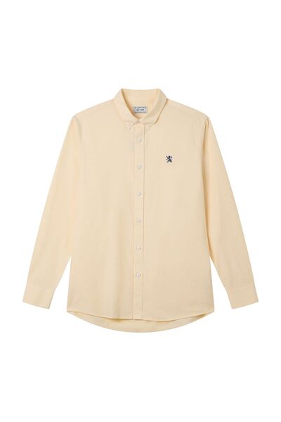 Giordano Men’s Cotton Slim Oxford Shirt with Embroidery