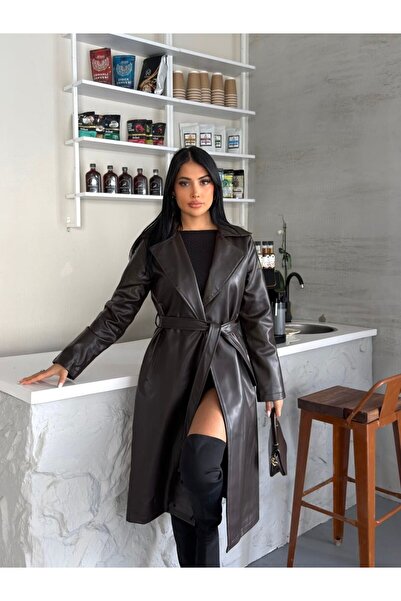 DENİKK TREND HAINĂ TRENCH DUBLU-CUSTRUITĂ DIN PIELE PREMIUM PENTRU FEMEI