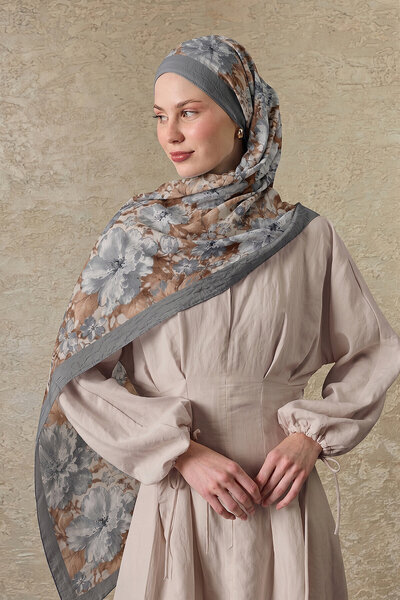 SilkTouch Gray Florina Patterned Shawl