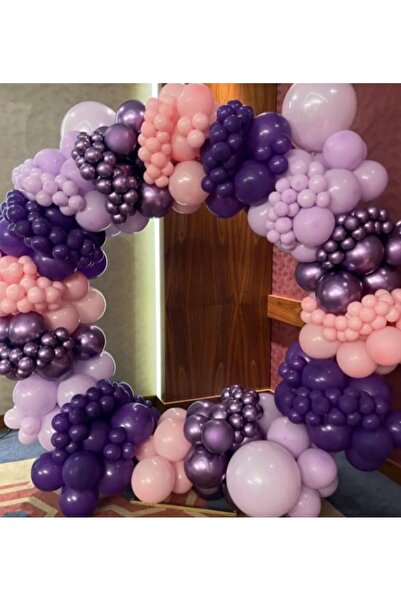 Çemrek Süs Parti Pink Lilac Purple Balloon Chain Set of 100