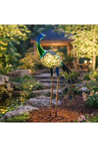 OEM Solar lamp 20 Hoff LEDs, peacock, plastic + metal, H 71 cm, multicolored,...