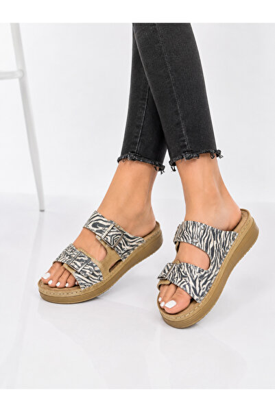 MULEX Women's Everyday Slippers with Leopard Details and Stitched Orthopedic ...