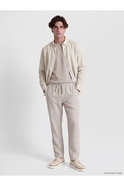 LC Waikiki Lcw Vision Beige Regular Fit 100% Linen Men's Trousers