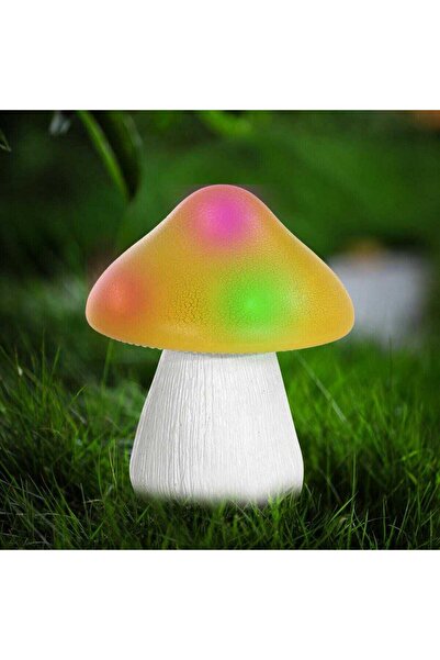 OEM Hoff RGB LED solar lamp, mushroom, plastic + polyresin, H 15 cm, yellow, ...