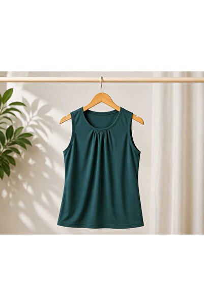 NOVALYN SHOP Gathered Front Zero Sleeve Sleeveless Crew Neck Women's Athlete ...