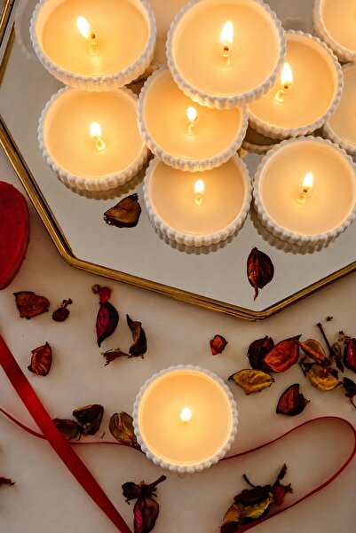 EVROSİ Vanilya kokulu,beton kaseli tealight mum, Söz, Nişan Ve tüm özel günle...
