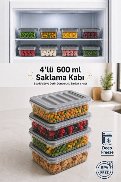 Funny Life Set de 4 recipiente Freshbox pentru depozitare, potrivite pentru c...