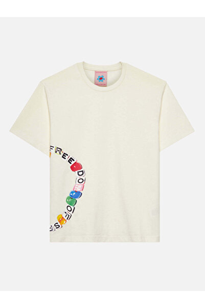 Freedom of Space Bead T-Shirt Off Beyaz - HypeStep