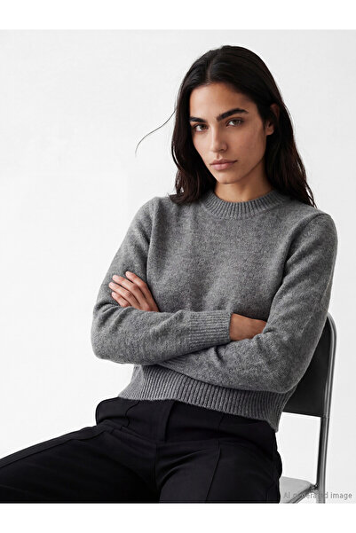 LC Waikiki Özmarka New Season Anthracite Crew Neck Women's Knitwear Sweater