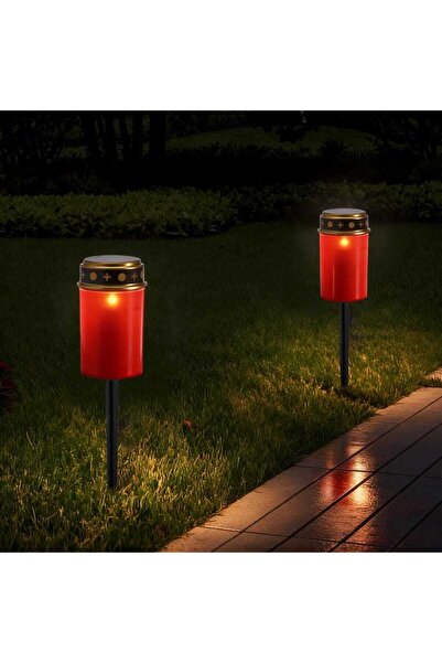 OEM Hoff LED solar lamp, candle, H 23.5 cm, red, outdoor