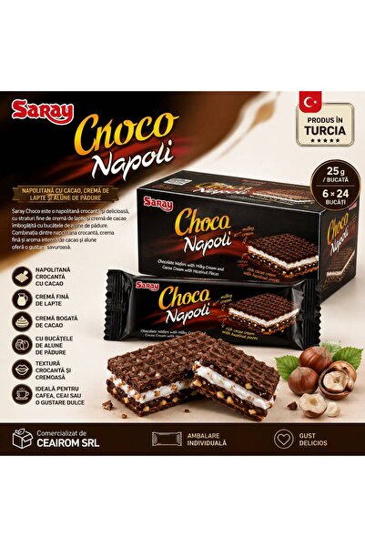 Saray CHOCO NAPOLI COCOA WITH MILK CREAM AND HAZELNUTS 25GR 24PCS