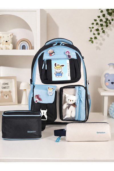 KanatGo 3-Piece Primary School Bag Set School Bag Lunch Bag Backpack with Pen...