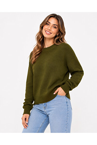 luviteks Kadın Bisiklet Yaka Yumuşak Dokulu Oversize Triko Kazak