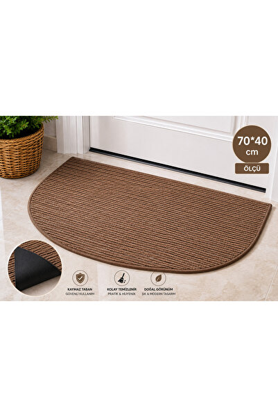 Marrone Kahverengi Oval 70*40 Kaymaz Taban Kauçuk Paspas