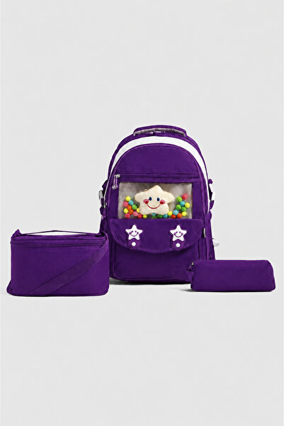 kruxon 3-Piece Elementary School Bag Set with Star Figures – Backpack, Therma...