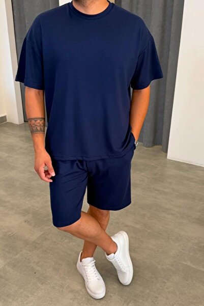 PUMAS Men's Oversize Modal Comfort Double T-Shirt and Shorts Cotton Set