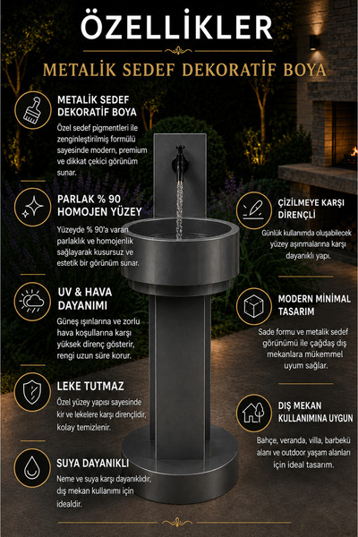 ZZDECOSTONE MİRAGE MODERN BETON BAHÇE ÇEŞME TAKIMI