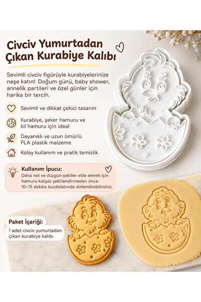 STRAWLİN MAISON Chick Egg Cookie Mold Sugar Dough Mold Baby Shower