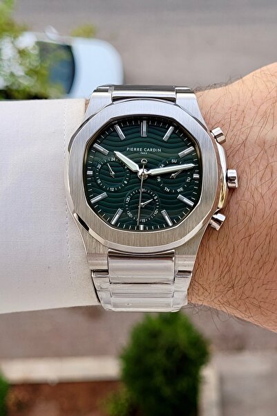 Pierre Cardin Dial Green Cord Metalic Color Indicators Active Men's Wristwatch