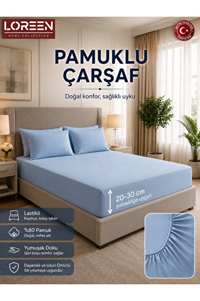 Pamuklu, Lastikli Çarşaf, Ranforce Kumaş