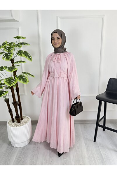 Sovel 5027 Peplum Collar Belted Dress with Guipure Detail