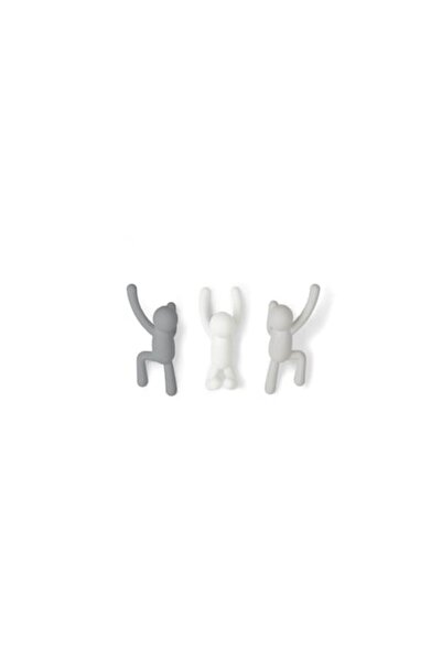 umbra Set de 3 cârlige de agățat din plastic, gri
