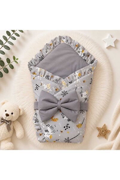 JULYA KİDS 100% Cotton Bowknot Patterned Baby Swaddle Blanket – Newborn Hospi...
