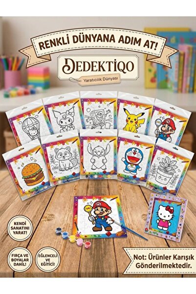 dedektiqo Çocuk Boyama Seti Puzzle Yapboz, Boyanabilir Eğitici Oyuncak, 3 Ren...