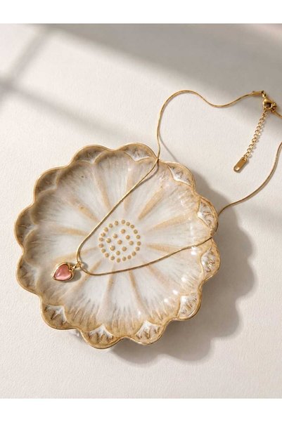 ayışığı Sakura Pink Stone Heart Necklace