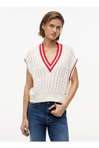 Tommy Jeans Beyaz Kadın Triko Yelek DW0DW22927YBH