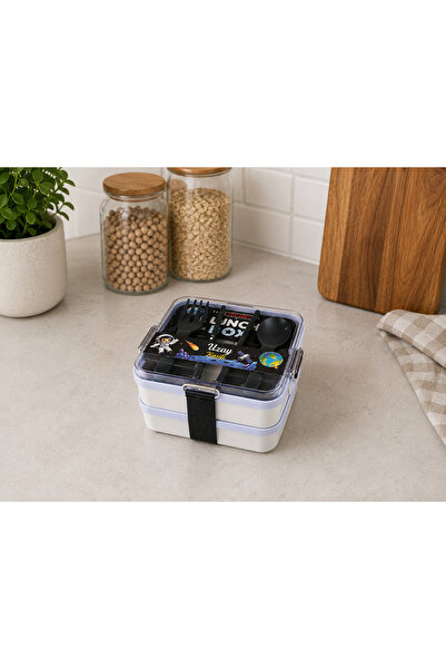 yuzi home Çocuk Küçük Lunch Box İki Katlı Beslenme Kutusu – Okul İçin Kaşık Ç...