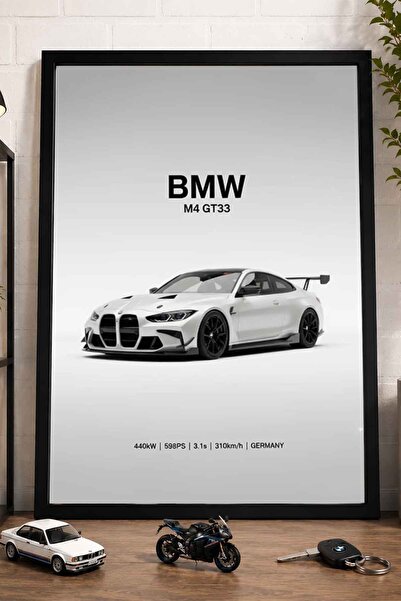 dudekohome BMW M4 GT3 Poster Çerçeveli Tablo Yarış Spor Araba Garaj Duvar Dek...