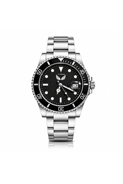 ULYSSES Men's Quartz Watch with Silver Metal Bracelet and Rotating Bezel – Bl...