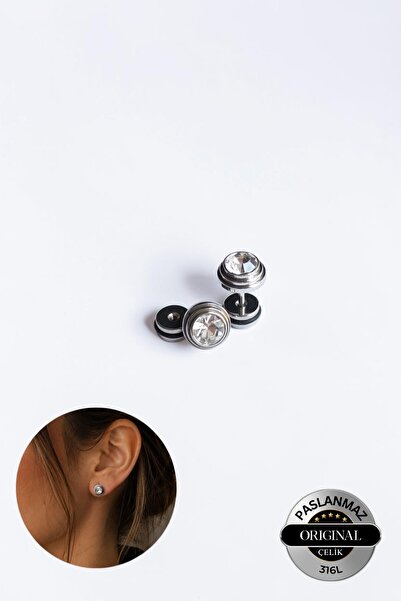 Lynare Hole Punched 8 mm Luxury Crystal Stone Special Design 316 L Steel Men'...