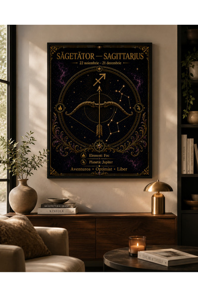 Miutic Print Studio Tablou Zodia Săgetător – Sagittarius, Tablou Zodiacal Dec...
