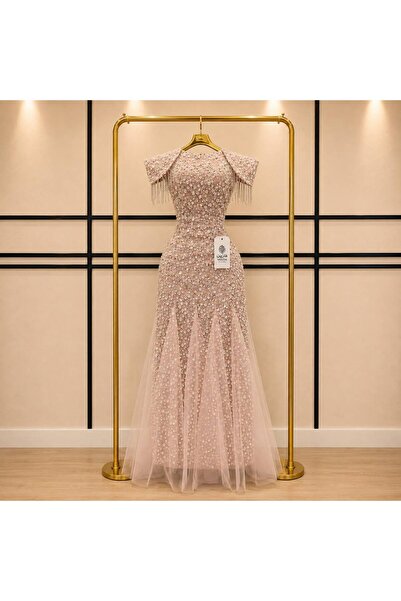 GORI FASHION فستان سهرة ترتر فاخر الون الوردي