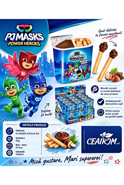 PJMASKS PJ MASKS BREADSTICK WITH HAZELNUT CACAO SPREAD N GO 50GR 24PCS ECONOM...