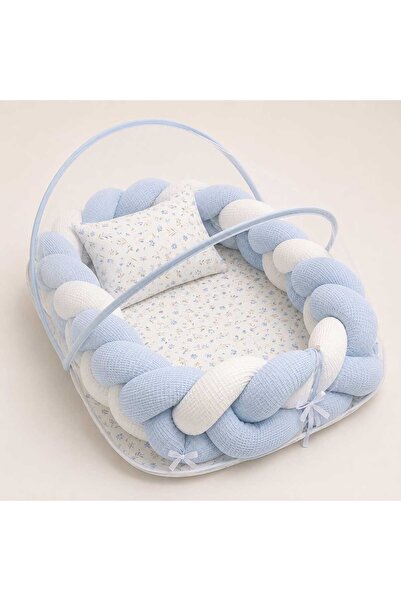 JULYA KİDS Cotton and Pique Fabric Knitted Baby Bed – with Zippered Mosquito ...
