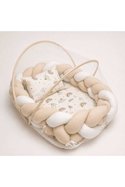 JULYA KİDS Cotton Fabric Knitted Baby Bed – with Zippered Mosquito Net, Remov...