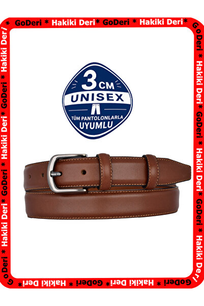 GoDeri 100% Genuine Leather, Chocolate Brown 3cm Men's Belt, 3cm Women's Belt...