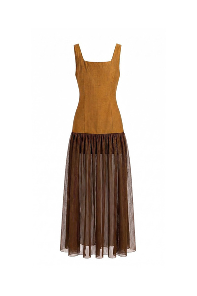 Eclectic Kahverengi Kadın Kare Yaka Regular Fit Elbise p-0352120
