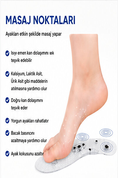 CNGZSHOP Manyetik Refleksoloji Masaj Tabanlığı 35-45 Numara Kesilebilir Ayarlanabilir Akupresür Noktalı Ayak Ayakkabı Masaj Tabanlık