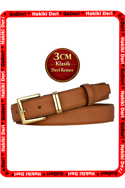GoDeri Piele naturală, cataramă de 3 cm de culoare aurie, nubuck maro, curea ...