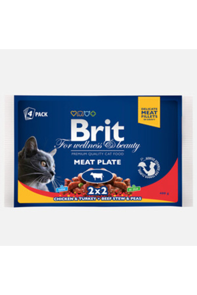 Brit Care Брит Премиум Кот многофункционални месни резени 4 х 100 гр