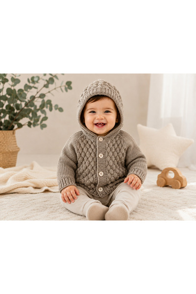 efholde 1 Year Old Hand Knitted Bonbon Candy Model Hat Baby Cardigan (100% Ha...