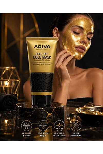 AGIVA Pro Care Peel-Off Gold Mask 150 ml – Soyulabilir Altın Yüz Maskesi, Gözenek Temizleyici, Siyah Nokta Karşıtı ve Arındırıcı Cilt Bakım Maskesi
