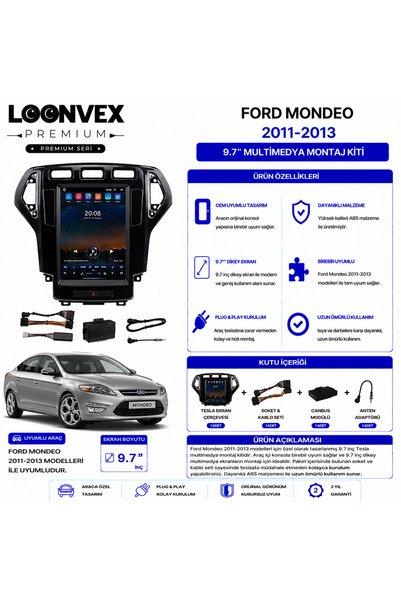 LOONVEX Premium – Ford Mondeo 2011-2013 9.7" Tesla Multimedia Frame + Socket Kit